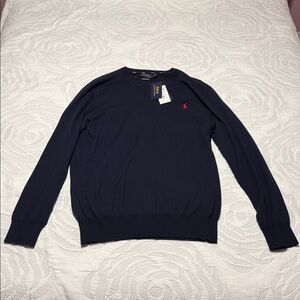 Polo by Ralph Lauren Men's Dark Blue V Neck Sweater